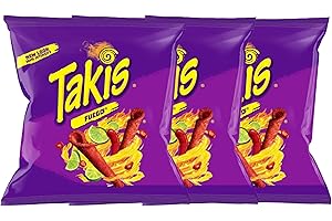 CYNGERT 3 chips Takis Fuego de 28,4 g chacune, piment chaud et citron vert du Mexique