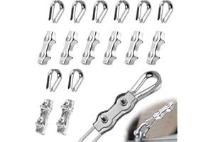 Mbsomnus Set di 16 morsetti per fune metallica M5, con 8 morsetti per funi da 5 mm e 8 pezzi per fune metallica da 5 mm, in acciaio inox 304, morsetti duplex per cavi d'acciaio, tendicavo fissati