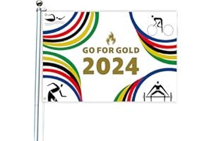 PSFYRN Oly Flag, Oly Decorations, Oly Rings Decoration Flag Banner, for 2024 Games Decoration Oly Merchandise Countries Sports Games