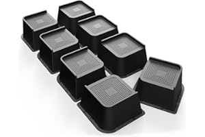 MXMZHXU Möbelerhöhung 7 cm, L-Form Betterhöhung, Heavy Duty Unterstützung bis 6000lbs, Übergroße Bett Lifts für Bett, Couches, Tische, Sofa, Schreibtische (Schwarz, 7cm-8Stück)