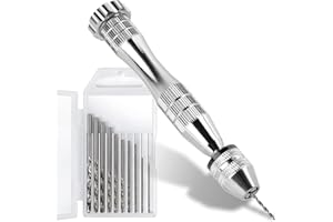 LEOBRO Handbohrer für Epoxidharz, Mini Bohrmaschine Pin Vise Handbohr mit 10 Stück Spiralbohrer (0.8-3mm), Mini Bohrer für Gießharz Bohren, Modellbau, Bastelarbeiten, Resin Schmuckherstellung