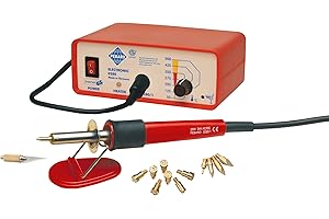 Pebaro 0280 wielofunkcyjna stacja lutownicza, pirografia, wypalanie drewna, majsterkowanie z drewnem, lutowanie, modelowanie, 14 różnych nakładek, wybór temperatury od 50 do 500 °C