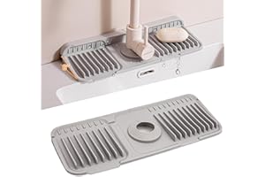 Volminex Alfombrilla para Grifo de Silicona, Protector contra Salpicaduras para Fregadero, Alfombrilla Fregadero Cocina, Almohadilla de Secado de Agua (Gris, 37 cm)