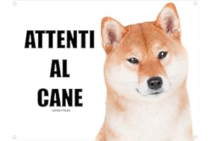 Lovelytiles Shiba Inu ATTENTI al Cane Targa Cartello Metallo (20X30)
