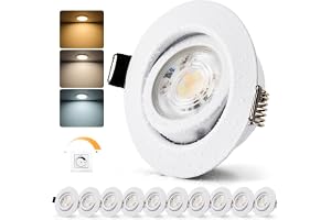 Bojim Spot LED Inbyggd Dimmbar 230V, Badrum IP44, Hål 68mm | Varmvit/neutral/kall, 6 W takfläckar för kök vardagsrum, set med
