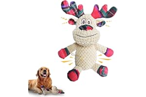 JWTEEE Hundespielzeug Weihnachten, Weihnachts Rentier Plüschtier mit Quietscher & Knisterfolie, Interaktives Hunde Spielzeug für Small, Mittel und Große Hunde, Weich und Langlebig