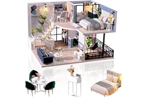 Cuteefun Casa en Miniatura para Montar, Casa de Munecas Miniatura para Hacer, Kit de Manualidades DIY con Muebles Música y Herramientas, Idea de Regalo Creativa, Tiempo de Ocio