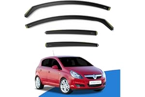 EdgeVisors Wind Deflectors | Fits: Vauxhall Corsa D E (2006-2019) 5 Door Hatchback 4pc Set | In-Channel Rain Guards for Wind, Rain & Sun Protection, Easy Installation - Tinted