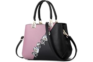 DIRRONA Femme Sac à Main Mode Sac Bandoulière Pom Pom Décoration Sac de Messager Travailler Voyage Décontracté Quotidien Grande Sac Fourre Tout Impression de Broderie élégante Sac a Main Mauve