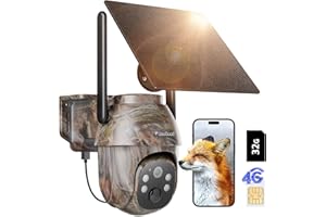 usogood Fototrappola Solare 4G LTE,Fototrappola Notturna 2K a 360°con Pacchetto Dati Illimitato Scheda SIM Scheda di Memoria da 32 GB IP66 Impermeabile