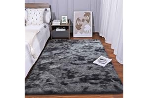 TINYBOY-HBQ Tappeti Salotto Shaggy Tappeto a Pelo Lungo Tappeto Peloso Soggiorno Salotto Moderno Cameretta Tappeti Pelosi Camera da Letto Morbido Tappetino Antiscivolo Morbido e Soffice (Nero grigio, 80*120cm)