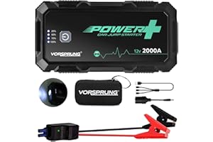 VORSPRUNG Power+ UK747 JUMP STARTER | 2000A | 22,000mAh with LED Torch and USB-C | Power Pack [Up to 8.0L Petrol & 6L Diesel vehicles] Car Battery Booster | Power bank Jump Leads | Car Battery Charger