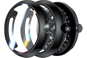 Rojeuinn 2 Stück Hülle für Google Pixel Watch 4 45mm Schutzhülle mit Displayschutz, Hard PC 360° Rundum Anti Kratz Anti Staub Ultradünne Schutzhülle-Schwarz