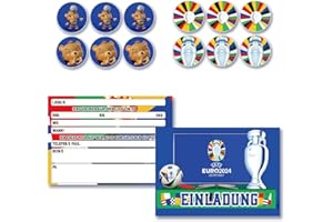 Emafymb Fußball Einladungskarten Em 2024-12 Einladungskarten - 12 Sammelsticker - 12 Umschläge, Fußball Euro 2024 Einladungen, Fußball Europameisterschaft 2024 Invitation Card