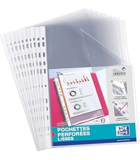 Viquel Easy Pocket 25 Stück Prospekthüllen A4 - Mit Blauer Verstärkungsleiste Und Beidseitiger Öffnung