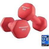 SONGMICS 2 x Neoprene Coated Hex Dumbbells for Strength Training, Fitness and Home