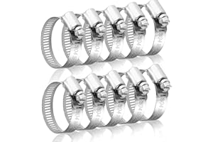 FRESILKORA 10PCS Stainless Steel Jubilee Clips, Adjustable Hose Clips Clamps for Washing Machine Drain Hose Wsate Pipe, Jubilee Clips Assorted for Leak-Proof Connection, Pipe Clipper for Garden Car