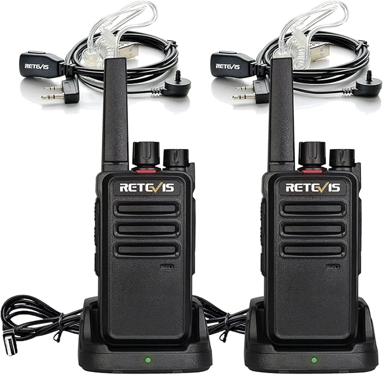 Retevis RT668 Walkie Talkie Profesional,Robusto Walkie-Talkie, PMR446 Radiocomunicación Libre de Licencia, VOX, Largo Alcance Portátil Auriculares Walkie Talkies para Adultos (Negro,1 Par)