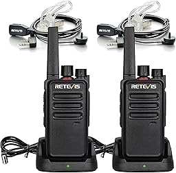 Retevis RT668 Walkie Talkie Profesional,Robusto Walkie-Talkie, PMR446 Radiocomunicación Libre de Licencia, VOX, Largo Alcance Portátil Auriculares Walkie Talkies para Adultos (Negro,1 Par)