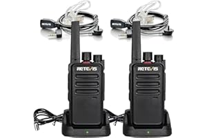 Retevis RT668 Walkie Talkies for Adults, Robust, Rechargeable 2 way radio, Portable Walkie-Talkies, Noise Reduction, Hand Free Walkie Talkie with Earpieces for Outdoor, Hiking (Black, 2Pcs)