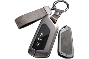 ontto Etui na kluczyki samochodowe, etui na kluczyki pasuje do Ford Capri Elektro Tourneo Connect 2024, 2025, 2026, do Skoda RS IV, Octavia Elroq 85, skóra, etui na klucze, metalowe, 3/4/5 przycisków