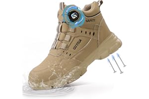 GUSAYEX Waterproof Safety Boots Men Women Lightweight Work Boots Comfortable Safety Trainers Steel Toe Cap Boot Puncture Proof Work Shoes with Swivel Buckle Shoelaces