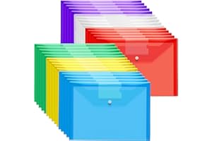 GOODTOU Plastic Wallets A4-30 Pack Plastic Folders Waterproof Document Wallet Files Folder Clear A4 Wallets with Popper Wallet for Home, School, Travel and Office Supplies Storage, Assorted Colours