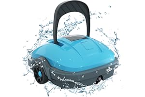 WYBOT Poolroboter, Poolsauger Akku mit Dual-Motor, Selbstparken, Starke Saugkraft, Automatische Poolreiniger für Aufstell-/Einbauschwimmbecken bis 50m² Blau