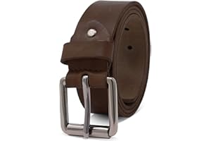 ROYALZ 'Richmond' Vintage 4mm Cinturón de cuero de búfalo robusto 4mm de cuero para hombre, correa para vaqueros con hebilla