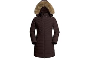 Pioneer Camp Manteau Femme Hiver Chaud avec Capuche Coupe-vent Imperméable Doudoune Longue Veste MatelasséE 2 Zippée Rembourré Manteaux Fermetures Éclair Latérales Parka