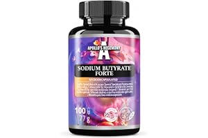 Sodium Butyrate Forte 400 mg (80% smörsyra) - 100 veganska kapslar - 100 dagars leverans - Tillskott för att stödja övergripa
