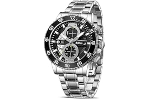 HANPOSH Mens Watches Chronograph Stainless Steel Watches for Men Waterproof Analog Quartz Watch Fashion Casual Business with Date Designer Wrist Watches