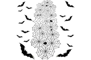 Himissy Camino de Mesa de Halloween, Runner Halloween, Decoración de Mantel de Halloween, Camino de Mesa para Halloween, Tela de Araña Temática Espeluznante para Fiesta en Casa Comedor