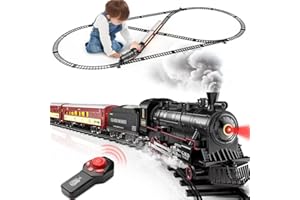 Hot Bee Juego de Control Remoto de Aleación, Tren de Navidad Recargable para Debajo del Árbol, Juguete de Vapor Eléctrico, Pista de 8 Formas, Carros LED Grandes