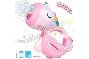 TENUISKFT Przenośna maszyna bąbelkowa dla dzieci, maszyna bąbelkowa Jednorożec ze światłami i muzyką, zabawki ogrodowe dla dzieci, zabawki bąbelkowe na przyjęcie urodzinowe wesele na świeżym powietrzu