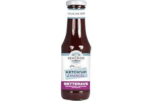 MARCEL SENCHOU Pur Ketchup Betterave Rouge - Accompagnement de Poissons, Fruits de Mer, Tapas, Salades - Sans Colorant et Additif - Vegan Friendly & Gluten Free - 360g, Bouteille en Verre 82% Recyclé - SENCHOU