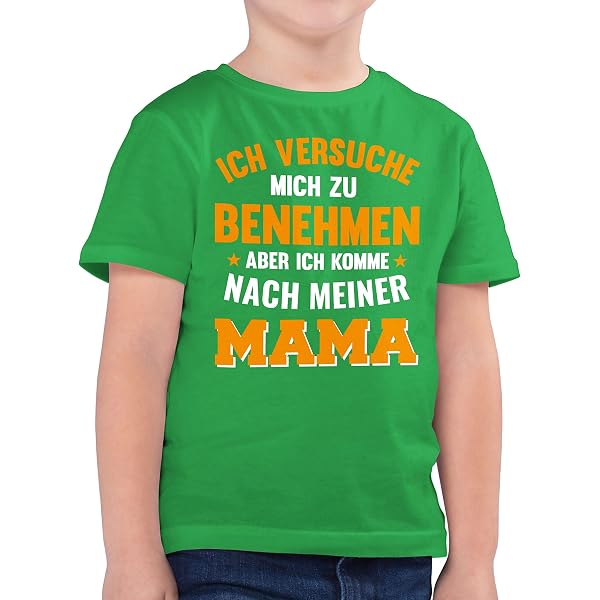 Shirtracer Mädchen T-Shirt Mit Spruch – 'Ich Versuche Mich Zu Benehmen Aber Ich Komme Nach Meiner Mama' Graffiti Design