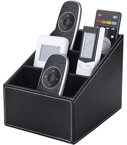 Leder-Fernbedienungshalter Mit 5 Fächern – Mops-Design, Aufbewahrungsbox Für TV, Handy, Brille