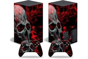 TAIFOND Vinyl-Aufkleber für Microsoft Xbox Serie X Konsole, Blutschädel Xbox Serie X Skins Wrap Aufkleber mit zwei kostenlosen kabellosen Controller-Aufklebern