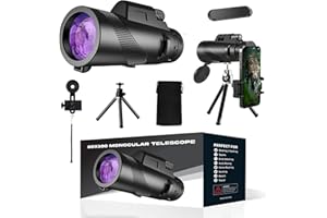 CENTRAL LIFE 1889 80x100 Monokular Teleskop High Power - HD Monokular mit Smartphone Adapter, Stativ & Bonus Magnetische Auto Handyhalterung für Vogelbeobachtung, Sternenbeobachtung, Jagd, Camping und Reisen (Schwarz)