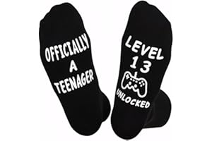 Rienan Skarpetki dla chłopców w wieku 13 lat, antypoślizgowe, dla nastolatków w wieku 13 lat, prezenty dla chłopców w wieku 13 lat, prezent dla 13-letnich chłopców i nastolatków, czarny, 130