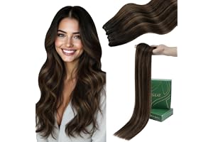 Ugeat Naturlig hårförlängning, vävning, 45 cm/18 tum, mörkbrun, balayage-förlängning, vävning, mänskligt hår, medium, mörk, skugga, dubbel väft, #2/2/6 100 G
