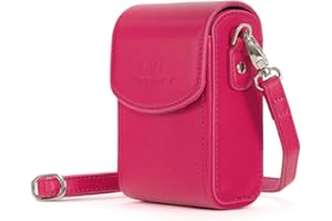MegaGear Panasonic Lumix DC-ZS200, TZ200, Leica C-Lux Skórzany futerał na aparat z paskiem - różowy