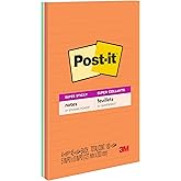 Post-it S&uuml;per Yapışkan &Ccedil;izgili Notlar, 4 Yapışkan Not Defteri, 12,7 x 20,32 cm, Yurdunuzda, Evinizde veya Ofisinizde Organiza