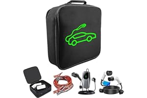 LOTHID Custodia per cavi di ricarica EV in nylon 1680D, robusta custodia per cavo di ricarica di tipo 1/tipo 2, impermeabile e resistente agli urti, ideale per bagagliaio, garage o viaggi, Nero