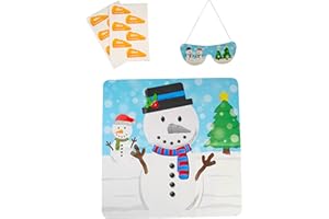 HENBRANDT Snowman Christmas Party Game Stick the Carrot on the Snowman for Boys and Girls Unisex Toys Xmas Party Favour Stocking Filler Christmas Eve Box Game
