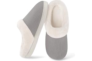 Wostock Pantoufle Femme Chausson Peluche Chaud Slippers Claquette Fourrure Sandal Bout Ouvert Accueil Chaussures Pantoufles Femme Hiver