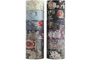 LGEGE 12 rouleaux de ruban Washi Tape, 20mm de large, motif de chat, d'oiseau, de poisson, de poupée, ruban de masquage japonais pour Scrapbook, Bullet Journal, emballage cadeau, bricolage (2m)