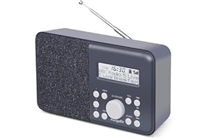 MangoKit MD1 Radio Portátil Dab+,Radios Digitales de Red y Batería,Dab,FM,Radio de Cocina,Reloj con Doble Alarma,Batería de 10 Horas,40 Presintonías,Toma de Auriculares I Gris Oscuro