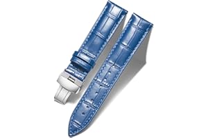 BINLUN Correa de Reloj de Cuero Correa de Piel Repuesto para Hombres/Mujeres con Hebilla de Despliegue Mariposa Plata/Oro/Oro Rosa 12mm-24mm 10 Colores